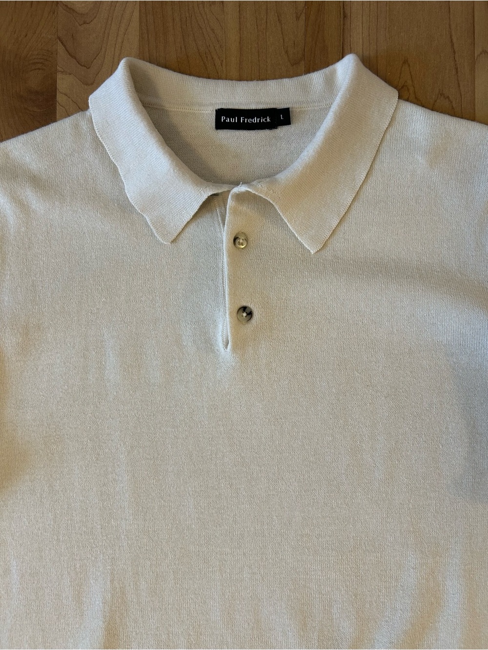 Paul Fredrick Men's Cream Knit Polo - Picture 2 of 8